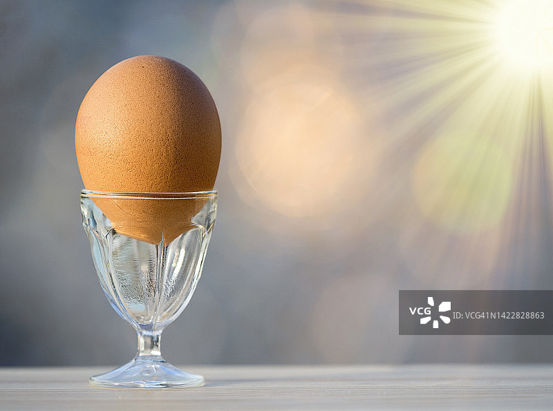 阳光照射下的棕色煮鸡蛋特写图片素材