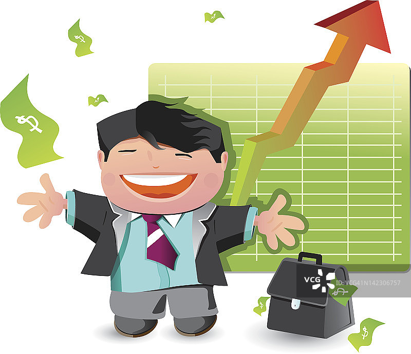 商务男士与图表插画图片素材