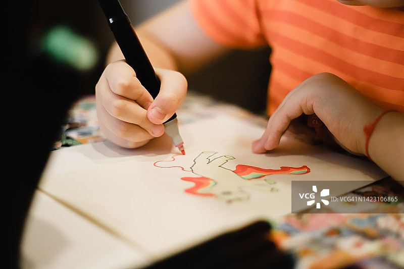 儿童用记号笔绘画图片素材