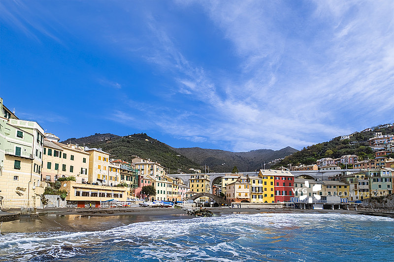 意大利利古里亚里维埃拉 Bogliasco 全景图片素材