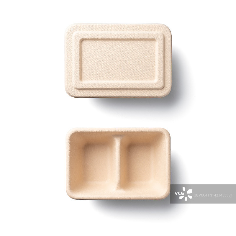 白色背景上的环保一次性分隔午餐盒图片素材