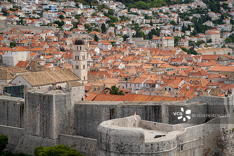 从空中俯瞰克罗地亚杜布罗夫尼克老城区图片素材