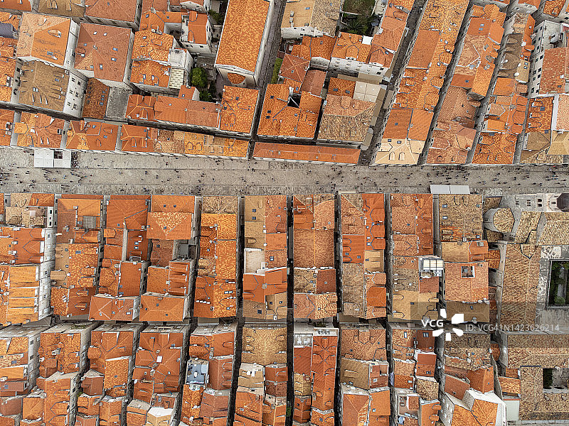 从空中俯瞰克罗地亚杜布罗夫尼克老城区图片素材