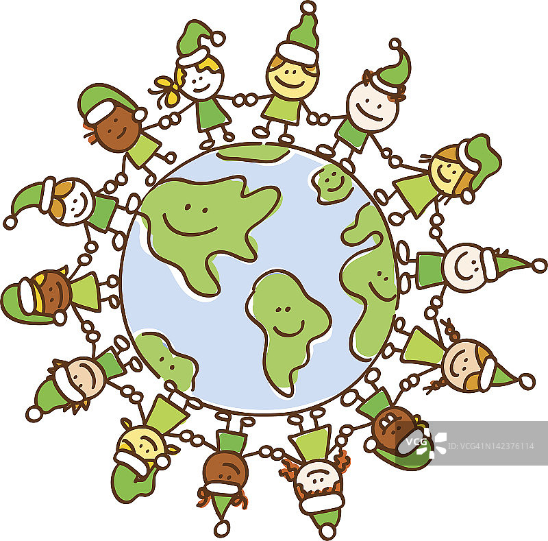 圣帕特里克节儿童卡通插画图片素材