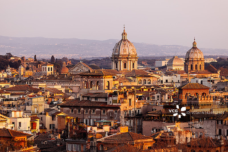意大利罗马日落时的天际线航拍图片素材