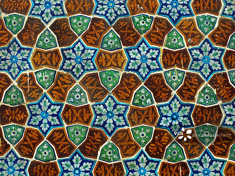 在清真寺和神殿上进行的装饰马赛克作品图片素材