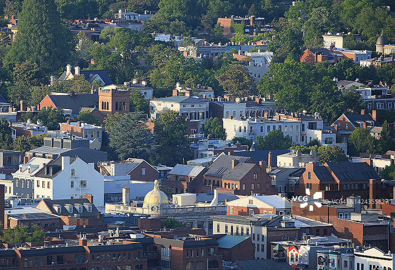 美国华盛顿特区乔治城住宅区鸟瞰图图片素材