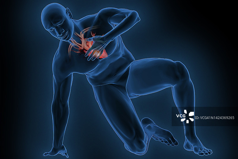 男子突发心脏病，紧抓胸口图片素材