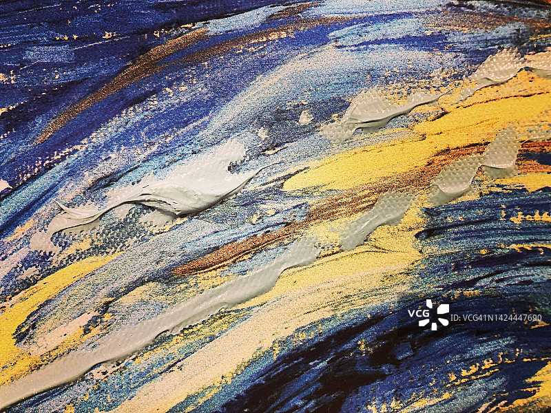 蓝黄色调抽象笔触图片素材