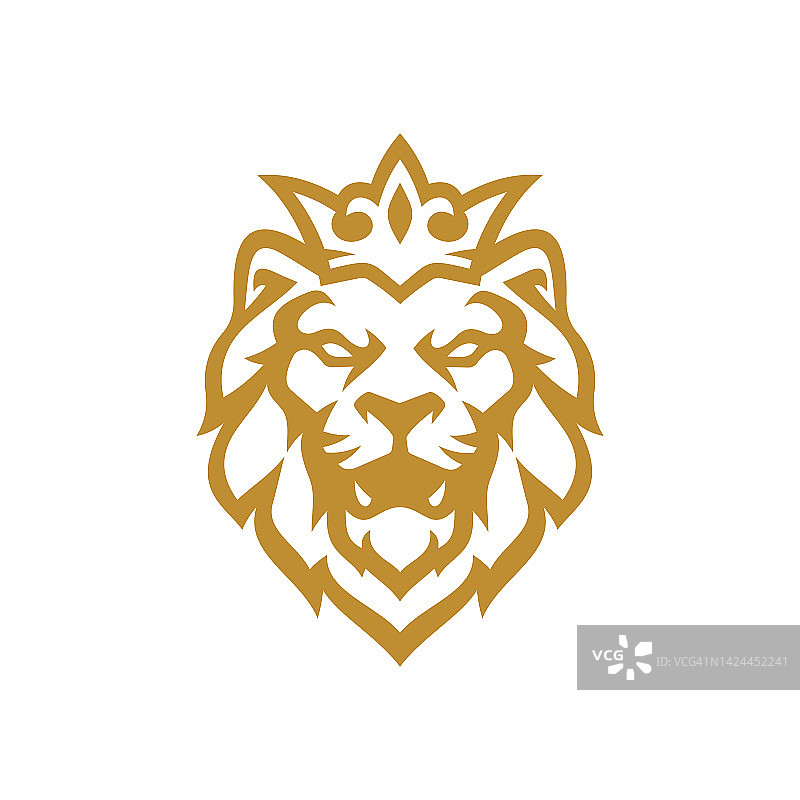狮子国王吉祥物Logo设计，狮子头，皇冠矢量插画图片素材