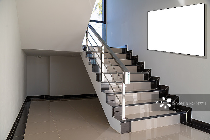 现代建筑中的易拉宝广告banner背景图片素材