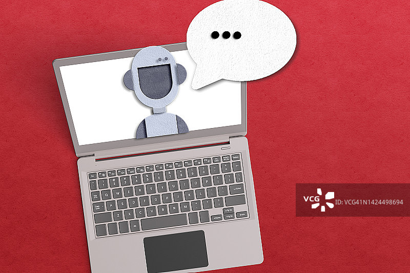 人工智能 - 聊天机器人概念红色数字生成图像图片素材