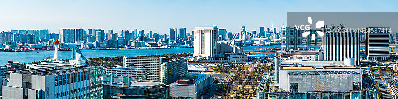 东京港和御台场娱乐区全景鸟瞰图片素材
