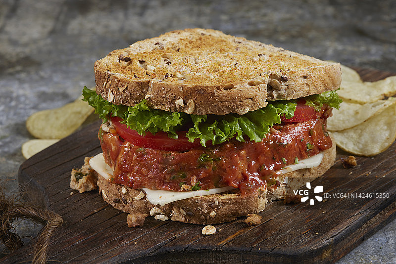 剩余的火鸡肉饼三明治图片素材