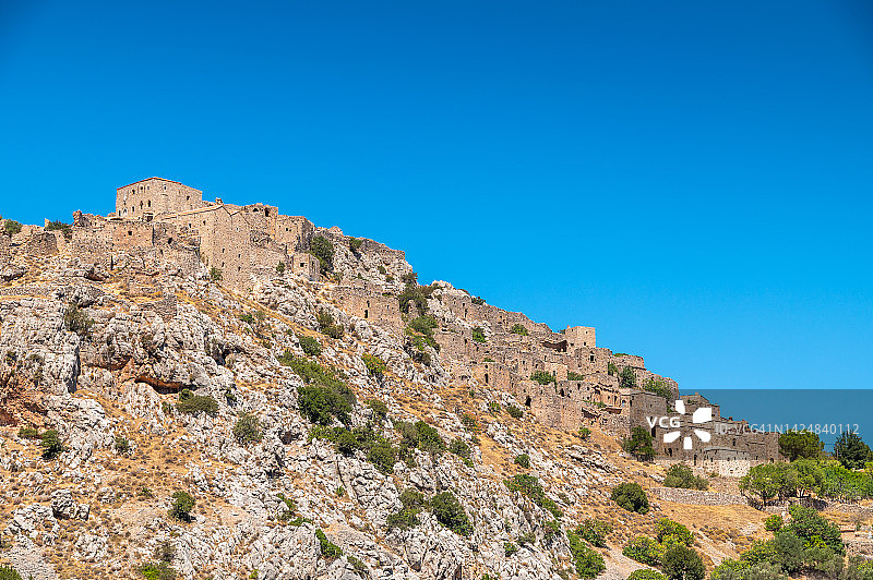 希腊希俄斯岛上废弃的中世纪阿纳瓦托斯村庄图片素材