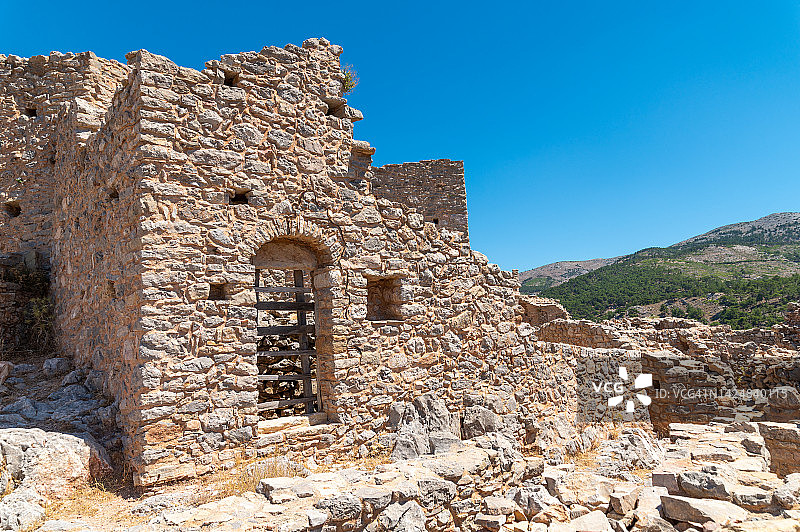 希腊希俄斯岛上废弃的中世纪阿纳瓦托斯村庄图片素材