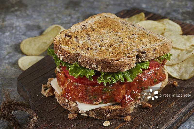 剩余的火鸡肉饼三明治图片素材