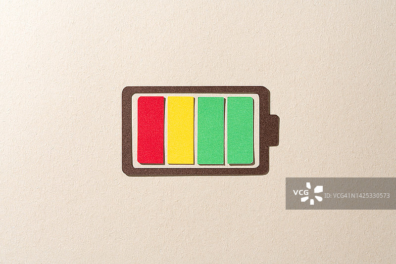 完全充电电池的不同颜色级别图片素材