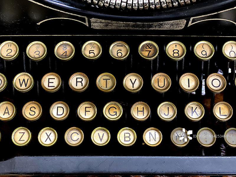 老式打字机按键的完整画面图片素材