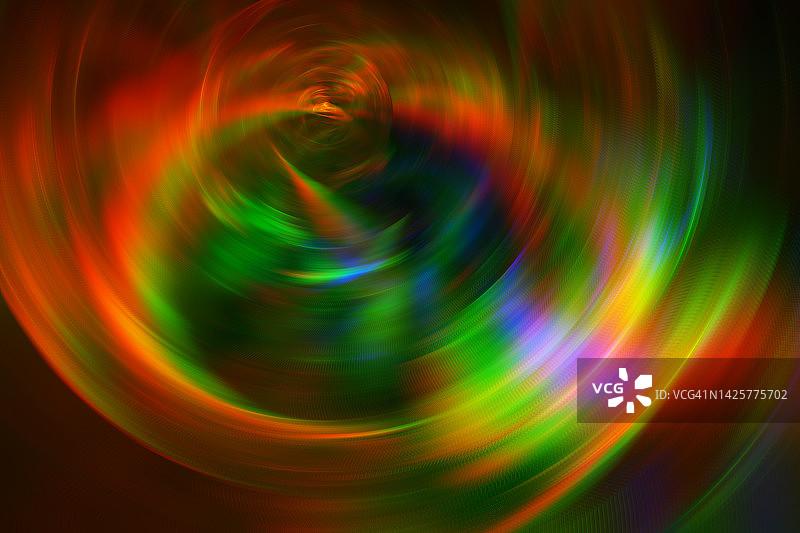 抽象霓虹黄绿色漩涡背景，黑色背景上的柔和流线波浪曲线图片素材