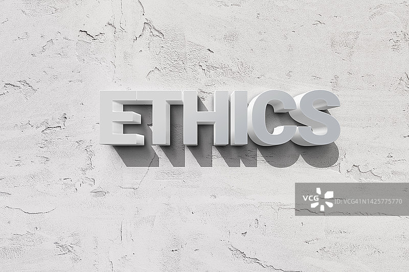 白色砖墙上的3D道德词语图片素材