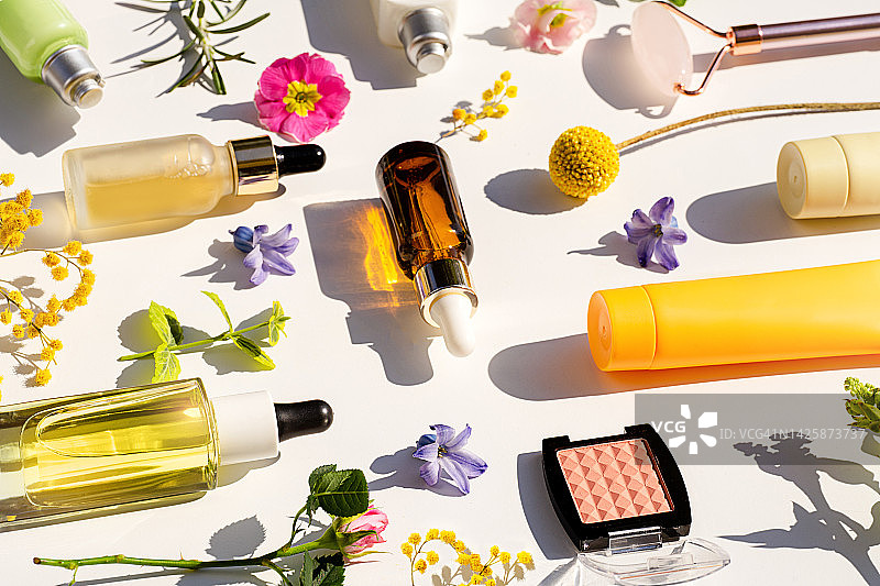 天然化妆品和身体面部护理拼贴图片素材