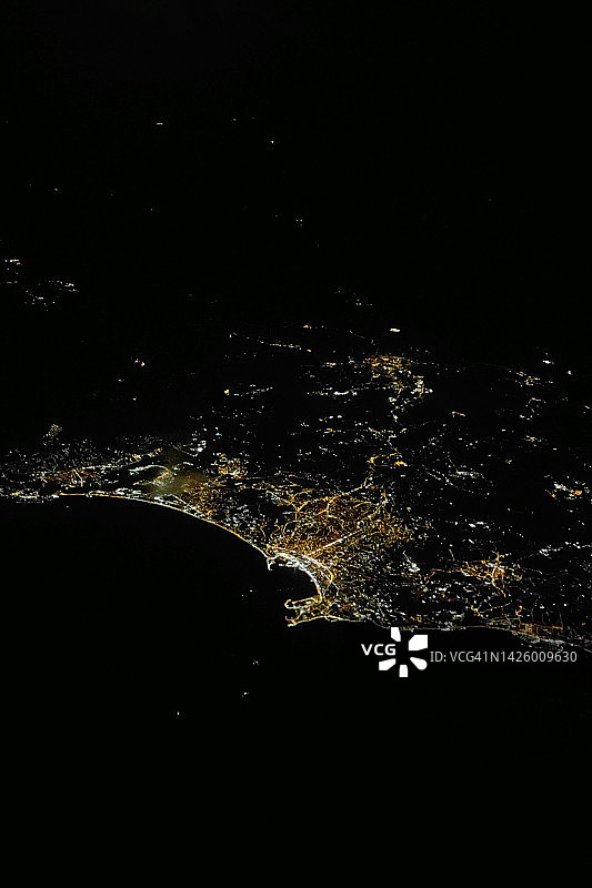 夜间城市灯光航拍图片素材