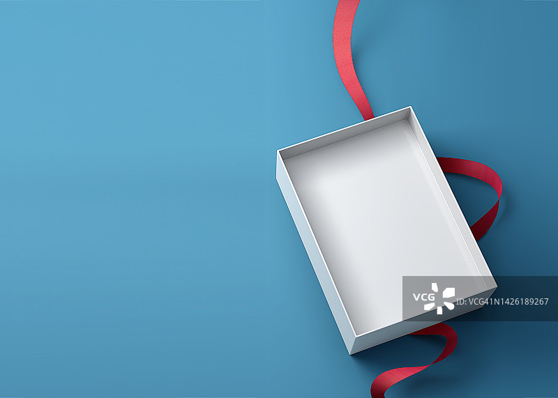 蓝色丝带礼品包装盒图片素材