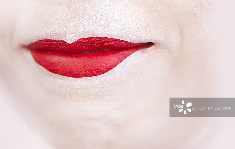 艺伎的嘴唇特写图片素材