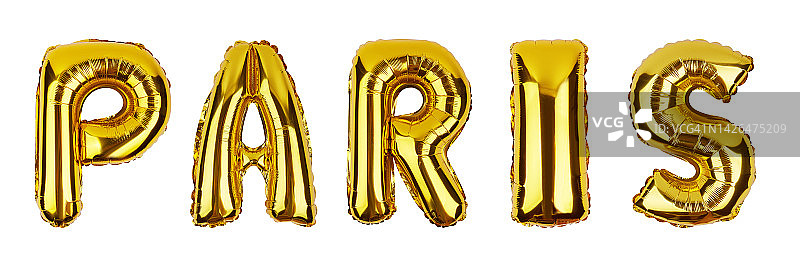 巴黎：锡箔气球字母，白色背景图片素材