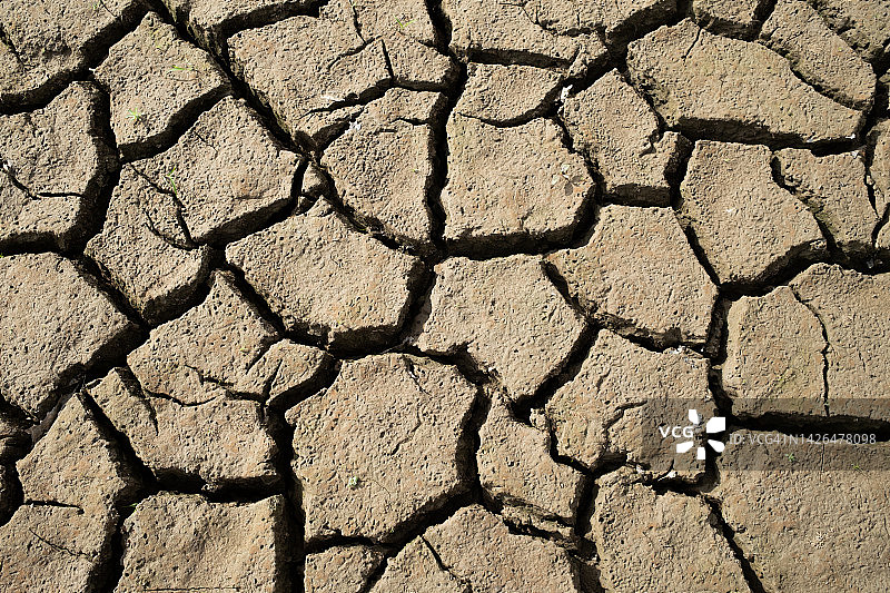 干涸湖床上龟裂的土地图片素材