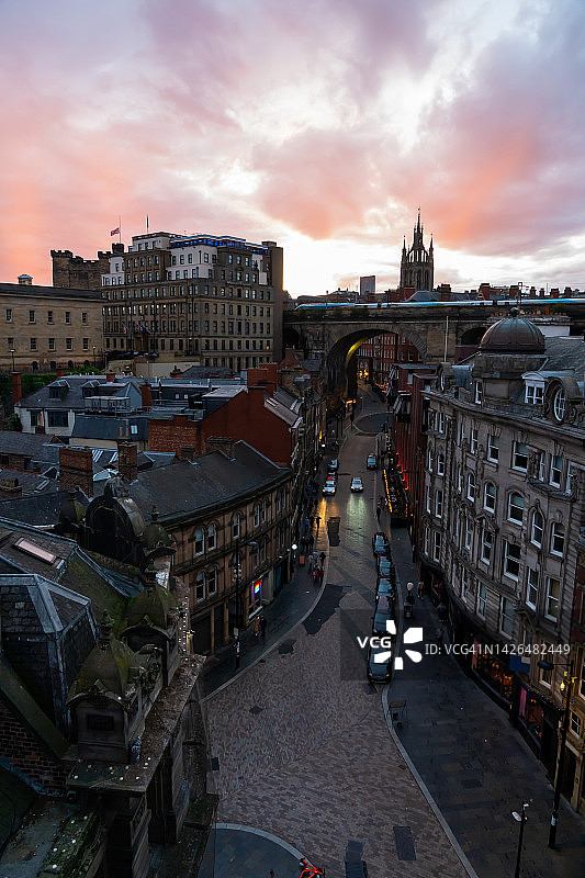 英国纽卡斯尔日落城市景观图片素材