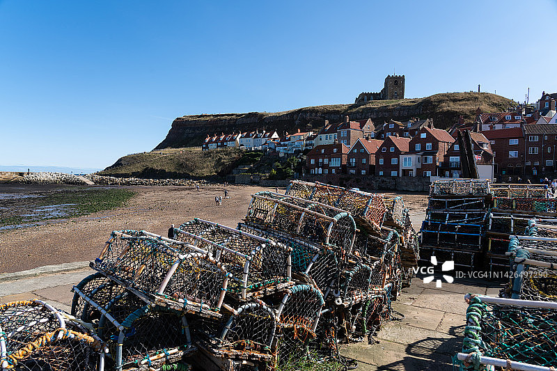 阳光明媚的约克郡惠特比景色图片素材