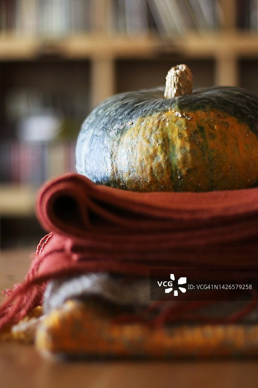 羊毛围巾上的南瓜图片素材