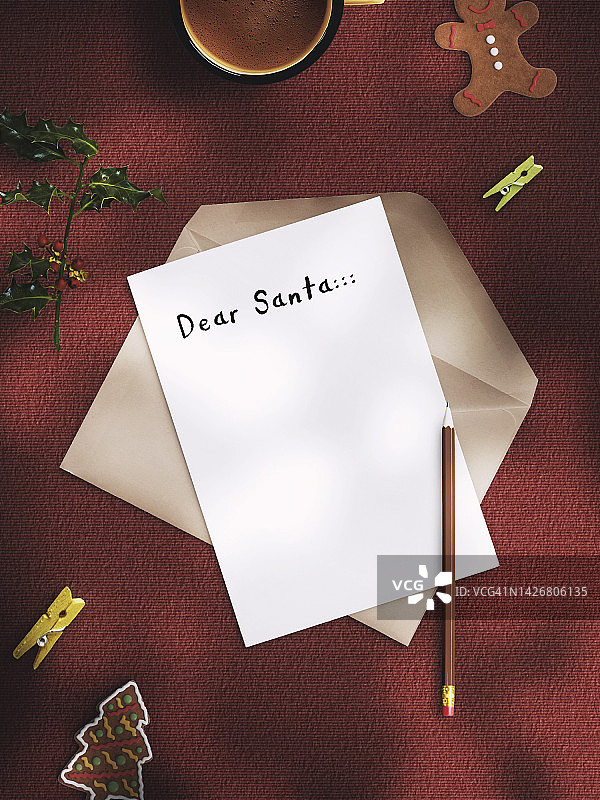 写给圣诞老人的信与姜饼，YP视角，阴影投射图片素材