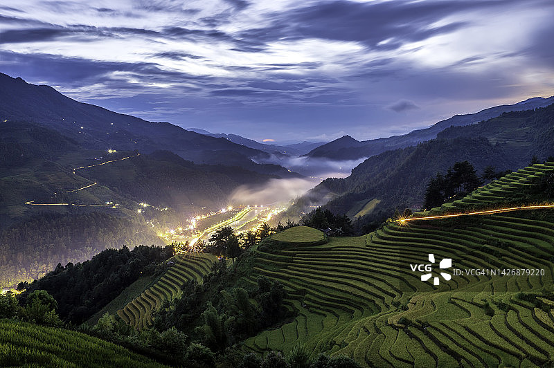 越南木仓柴的梯田稻田图片素材