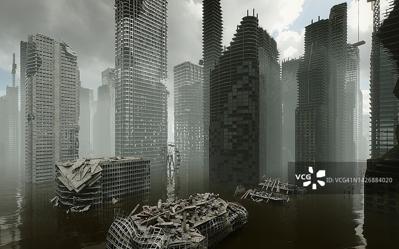 后末日废墟城市图片素材