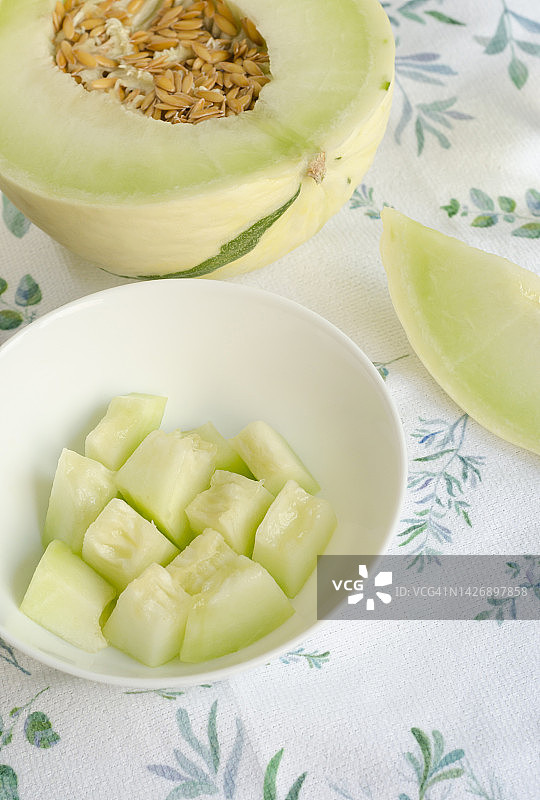 新鲜香甜的雪球甜瓜图片素材