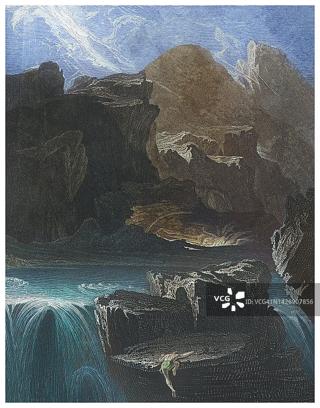 寻找遗忘之水的萨达克古版画图片素材