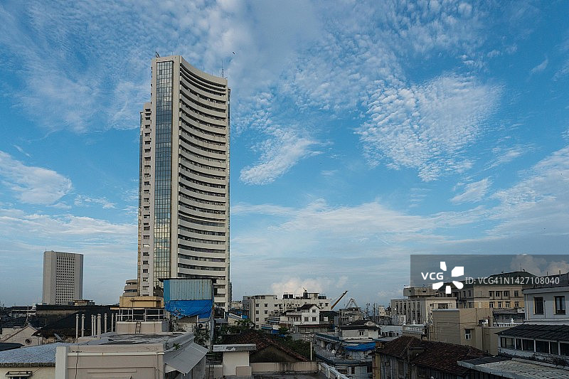 孟买城市景观和孟买证券交易所图片素材