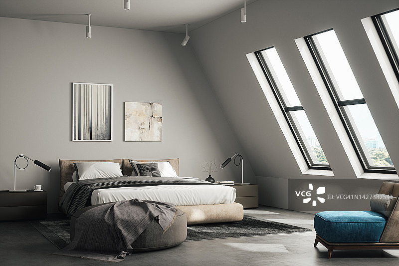 奢华顶层公寓卧室内部图片素材