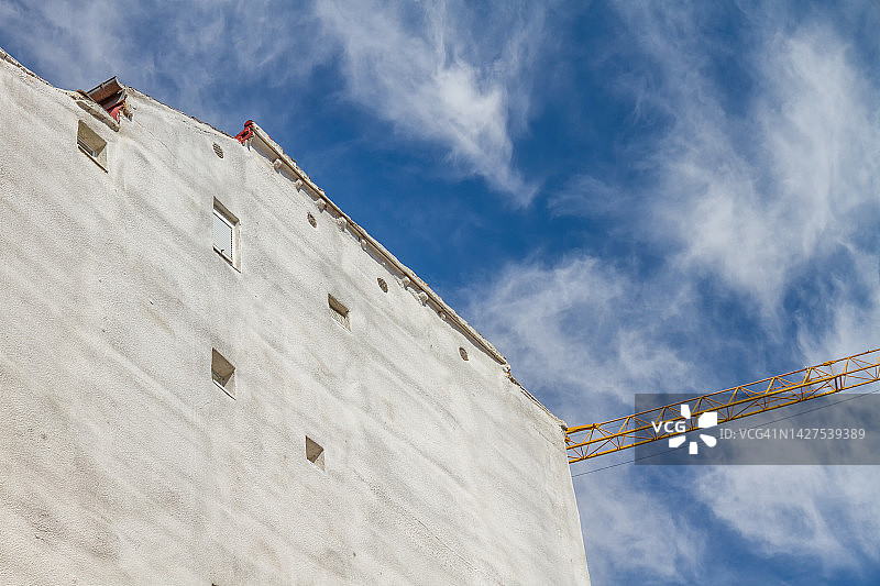 黄色起重机建筑立面和局部图片素材