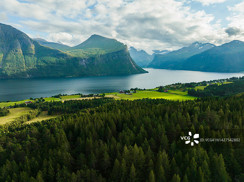 挪威峡湾风景航拍图片素材