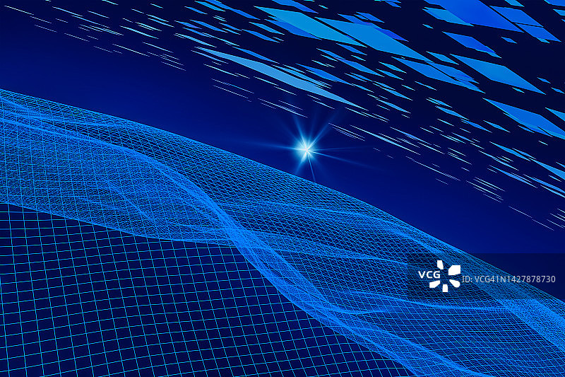 蓝色网络和区块链技术背景图片素材