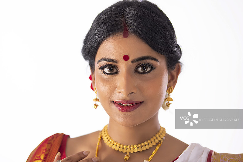 美丽的孟加拉女性特写图片素材