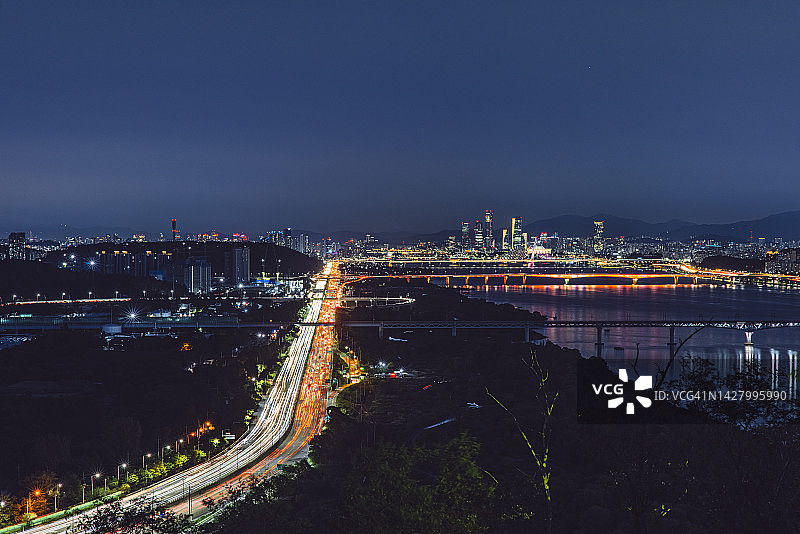 江边北路夜景图片素材