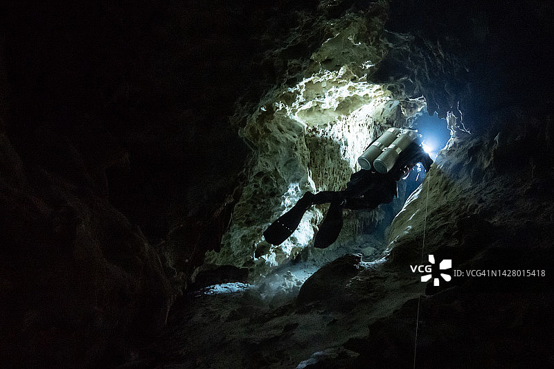 墨西哥地下洞穴潜水图片素材