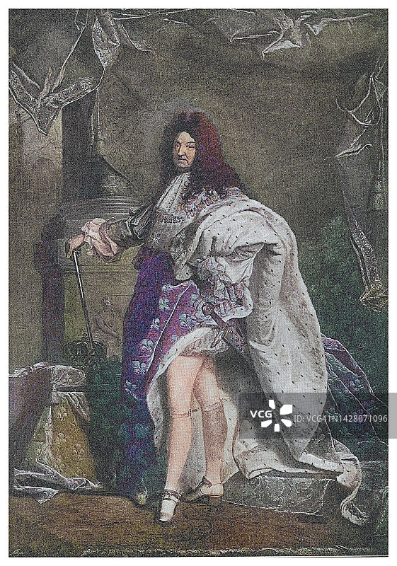 63岁的法国国王路易十四（伟大的路易，太阳王）肖像图片素材