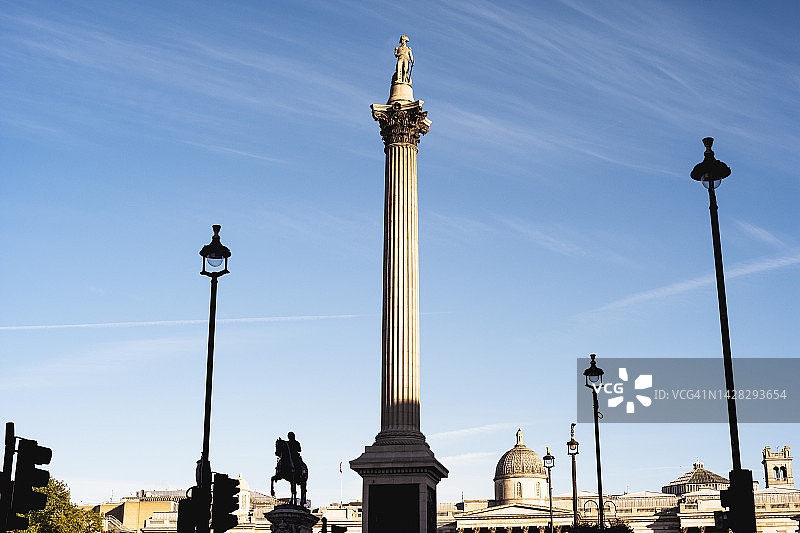 伦敦特拉法加广场的纳尔逊纪念柱图片素材
