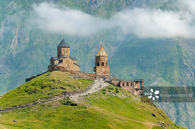 格尔盖蒂圣三一教堂和格鲁吉亚的卡兹别克山图片素材